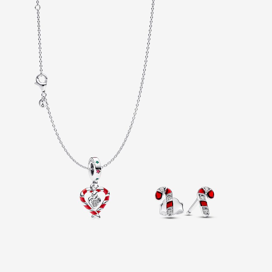 Candy Cane Necklace and Earrings Gift Set image number 0